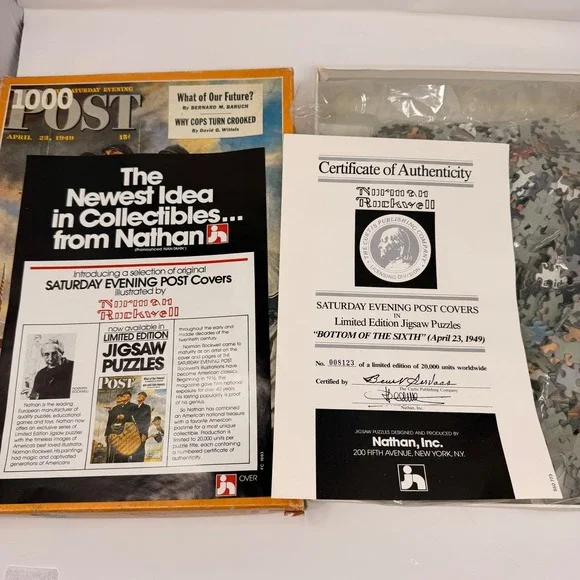 🇺🇸 Vintage Nathan 1000 Piece Puzzle Norman Rockwell Three Umpires SEALED BAG - Picture 6 of 11